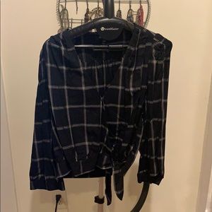 Madewell Black Windowpane blouse